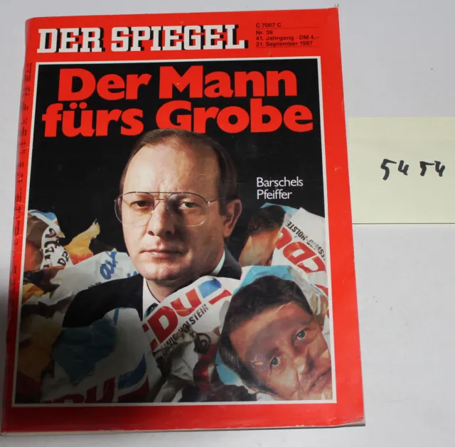 Der Spiegel Barschels schmutzige Tricks Heft von 1987 Nr. 5455