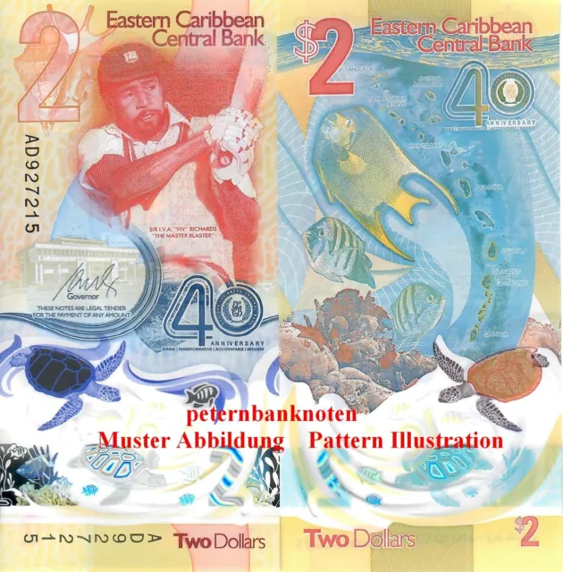 East Caribbean States 2 Dollar 2023 Commemorative Polymer 6290# Kassenfrisch..