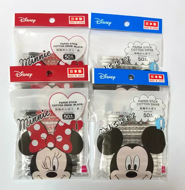 DAISO  Disney Mickey Minnie  Paper stick Cotton Swab 50pcs Buds 4 sets ear clean