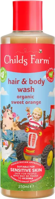 Childs Farm | Kids Hair & Body Wash 250ml | Organic Sweet Orange | Gently | for