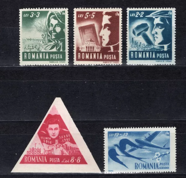 Romania 1948 Labor And Agriculture Set Scott B384-B387 + Cb15 Perfect Mnh