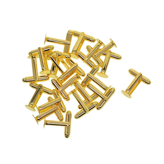20 Stck. Runde Einfassung Tablett Einstellungen Manschettenknöpfe Rohlinge Passform 8 mm Durchmesser Cabochon Gold