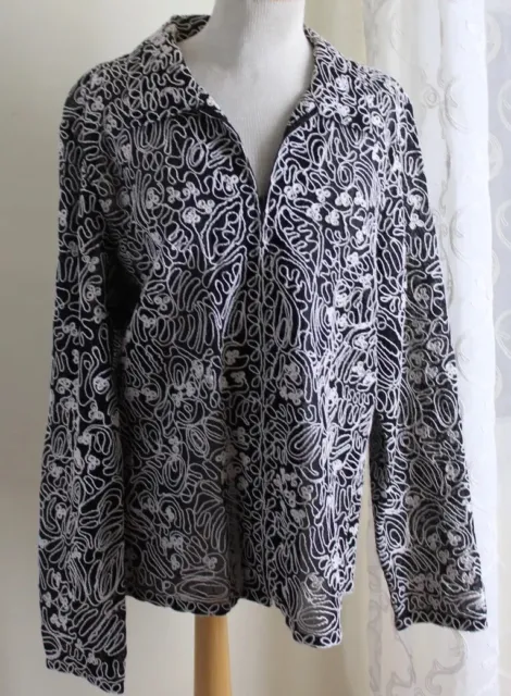 Laura Ashley Sz XL Unusual Art-to-Wear Fully Embroidered Artsy Zip Funky Jacket