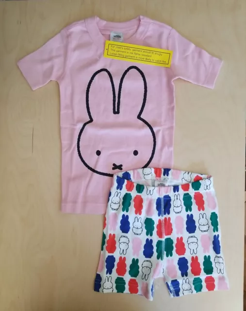 Nwt Hanna Andersson Pink Miffy Bunny Rabbit  Short John Pajamas 110 5