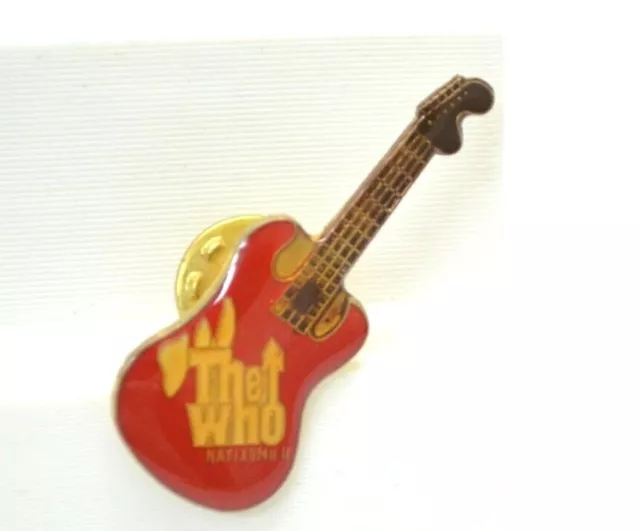 The Who Guitar Pin Red Hard Rock Roll Metal Band Collectible Lapel Bag Gear Vtg