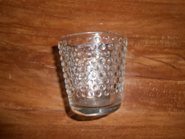 Vintage Clear hobnail glass votive candle cup toothpick holder 2 1/2" Mexico