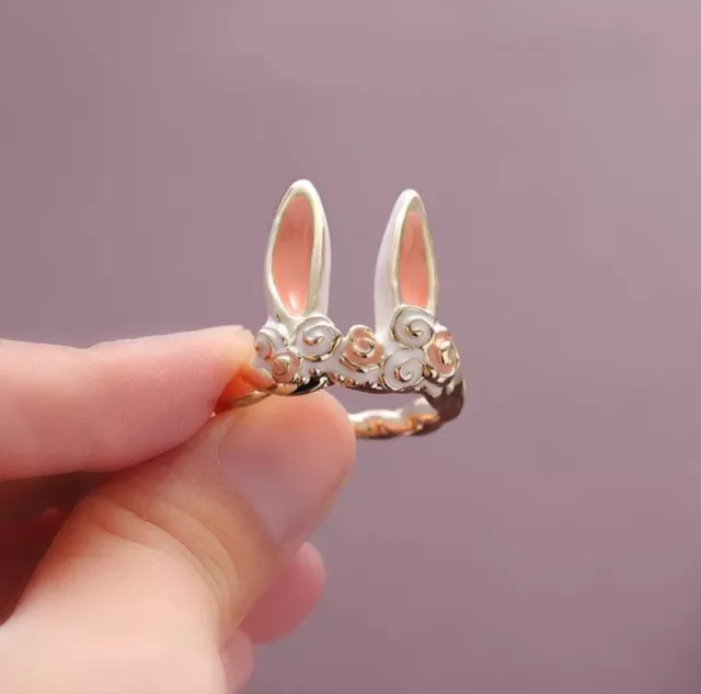 Anillos abiertos con forma de conejo para mujer y niño, joyería, fiesta de boda