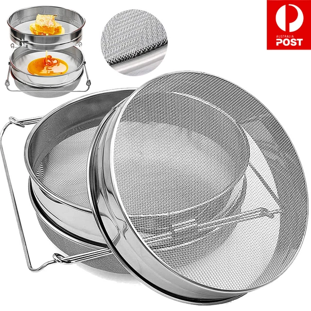 Honey Strainer Filter Stainless Steel Double Sieve Beekeeping Equipment Kit AU
