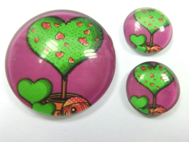 3 er Glas Cabochons Set 1 x 25mm & 2 x 12mm Baum #183