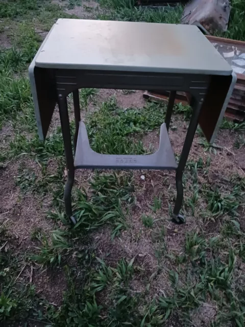 Vintage INDUSTRIAL TYPEWRITER TABLE Drop Leaf Metal Desk Stand Top is Wood Vintage INDUSTRIAL TYPEWRITER TABLE Drop Leaf Metal Desk Stand Top is Wood