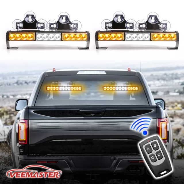 24 LED Emergency Traffic Advisor Dash Hazard Warning Strobe Light Bar + Remote