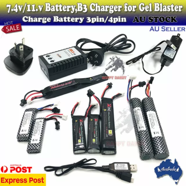 Upgrade 11.1V/7.4V Lipo Battery JM Gen 8 J9 CYMA J10 V2 Charger Gel Blaster Toys