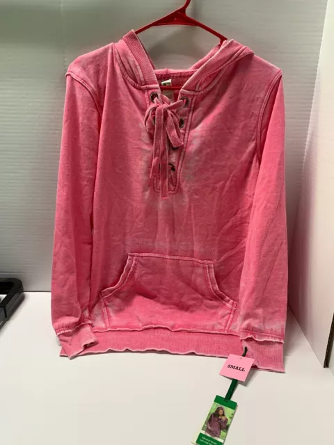 Green tea mineral wash lace up hoodie outlet