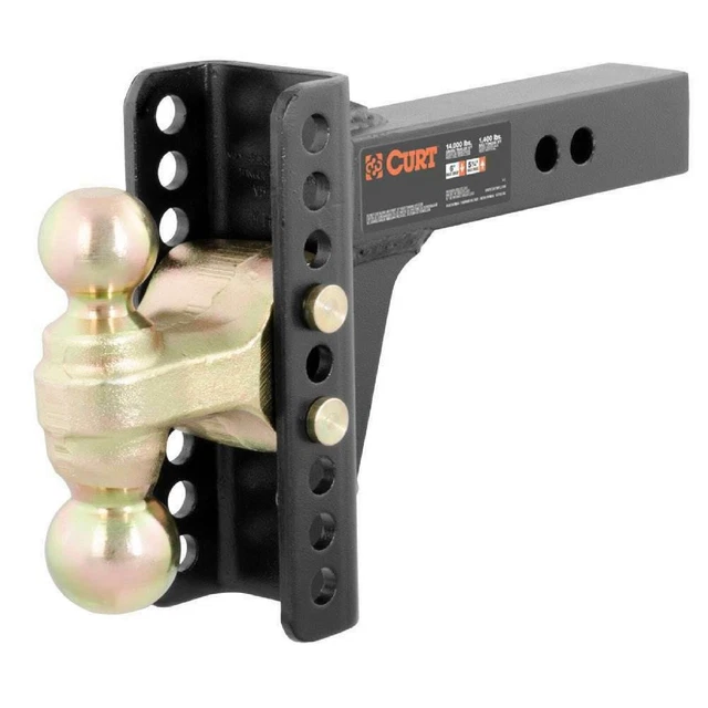 CURT 45900 2 In. 14K Lb. Trailer Towing Hitch Dual Ball Adjustable Channel Mount