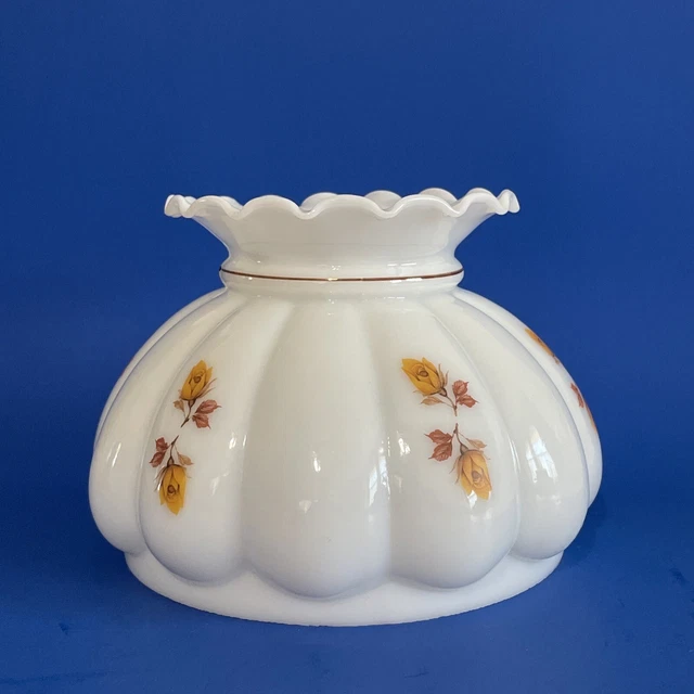 Vintage GWTW 7” Fitter Copper Rose Hurricane Oil Or Electric Glass Lamp Shade