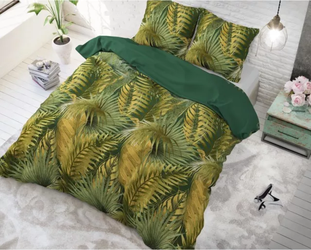 Housse de  Couette Parure Golden Nature Green 220x200 cm Linge Lit Coton  Mixte