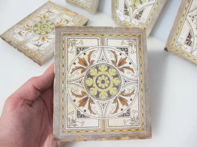 Victorian Ceramic Tiles Tile Antique Old Vintage Art Nouveau Rococo Arch CHIPS 2
