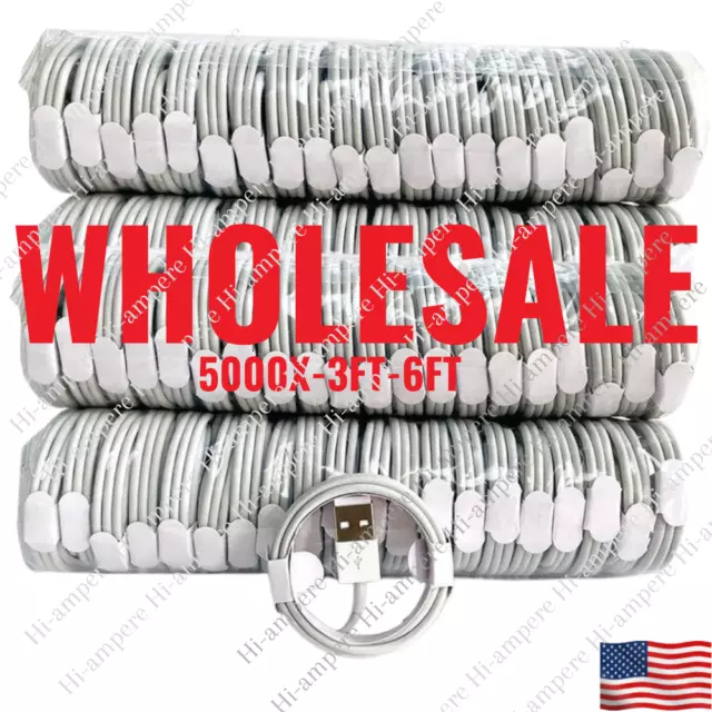 Wholesale Bulk Lot USB Cable 3Ft 6Ft For Apple iPhone 14/13/12/11/8 Charger Cord