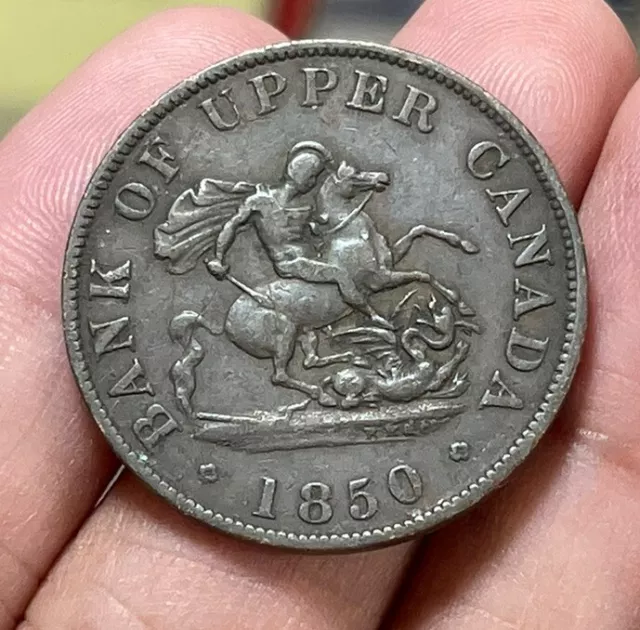 1850 Upper Canada One Half Penny Token Coin