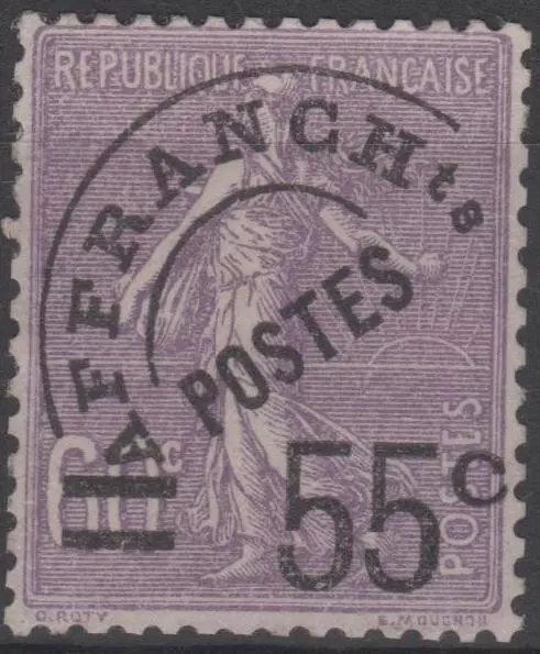 FRANCE TIMBRE  PREOBLITERE N° 47 " SEMEUSE LIGNEE 55c SUR 60c " NEUF xx TTB J678