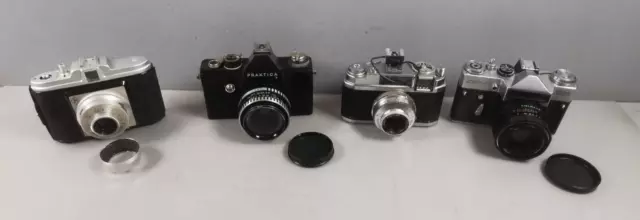 Lot 4 APPAREILS PHOTOS Argentique PRAKTICA Zenith AGFA Foca Pellicules 35mm N5