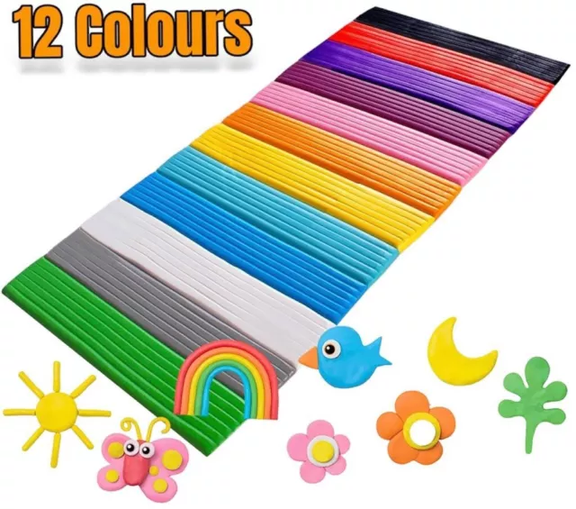 12 Colours Modelling Clay Strips for Children Kids Art Craft Plasticine Party