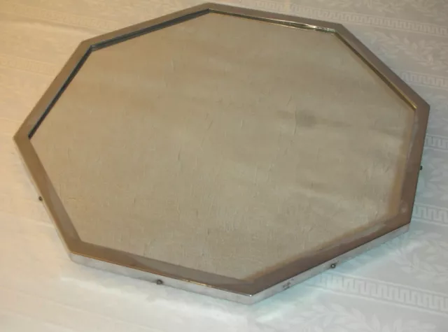 Art-Deco Tablett Serviertablett Glas Rand plated  England streng geometrisch