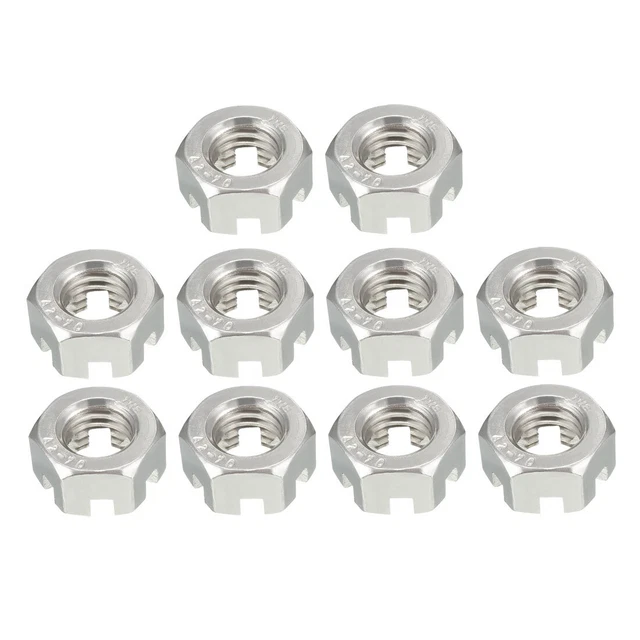 M10 x 1,5mm passo 304 dadi esagonali scanalati in acciaio inossidabile, confezio