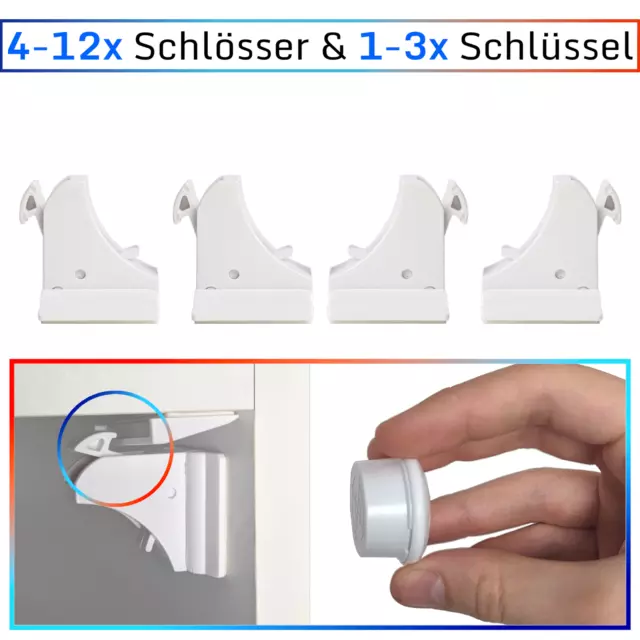 Kindersicherung Schrank 4x/8x/12x magnetische Schubladensicherung Magnetschloss