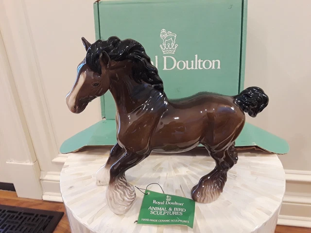 Royal Doulton Horse Trotting Shire Draft Brown Gloss Vintage w/Box & Hang Tag