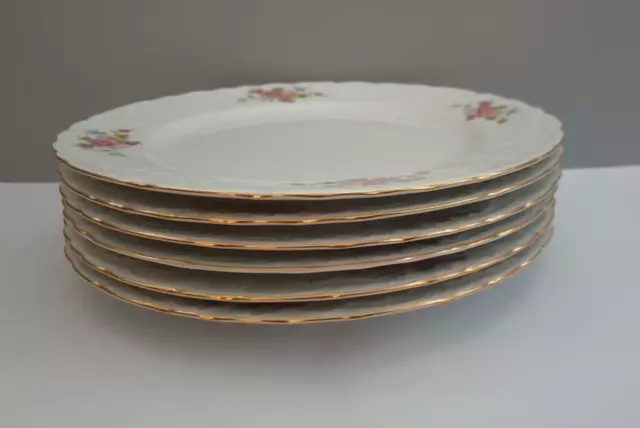 Six Assiettes  En Porcelaine Fine  Decor Fleuri 3