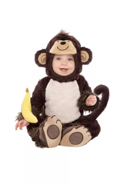 Children's Brown Cute Animal Zoo Theme Birthday Jumpsuit Monkey Costume 12-18M