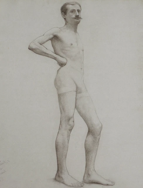 LAETITIA DOUMICHAUD CHASSAGNE French Drawing Study Mens Naked Standing ...