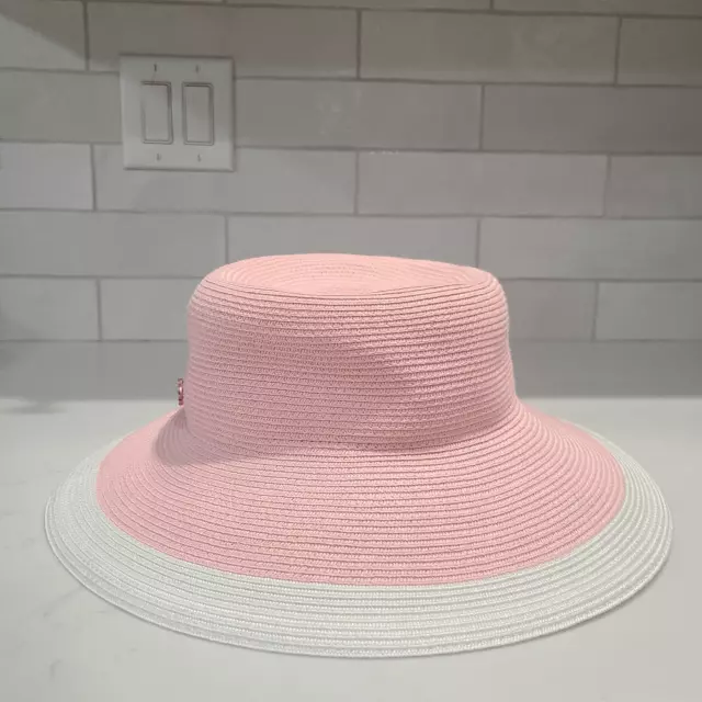 Eric Javits Pink Wide Brim Hat with White Trim Hat Spring Summer Outdoor