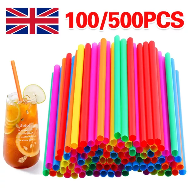 100/500PCS Straws Extra Wide Jumbo Boba Bubble Tea Smoothie Drinking Straws V