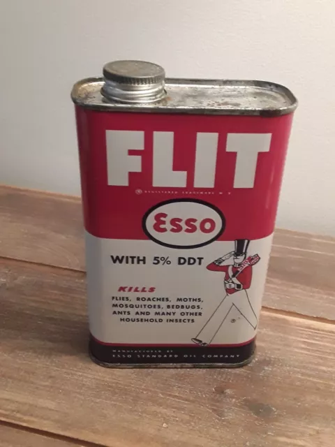 Vintage Empty Esso Standard Oil Co Flit With DDT Bug Killer Metal Can