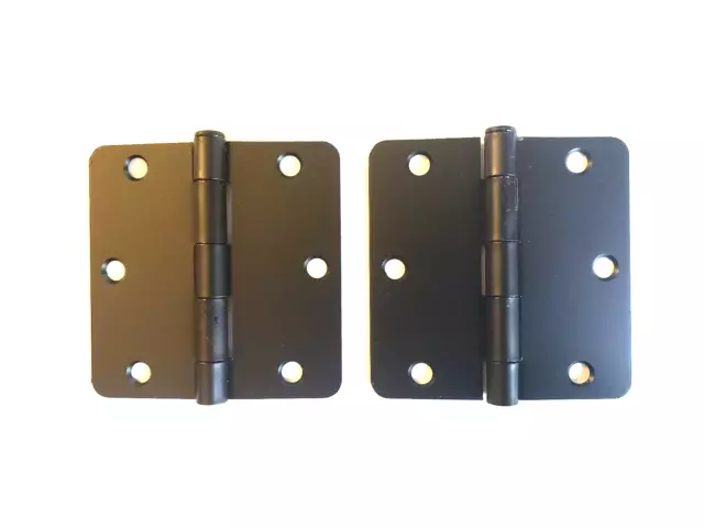 Deltana 3.5" x 3.5" Steel Door Hinge,1/4"R,1 Pair, Flat Black, Residential, Fast