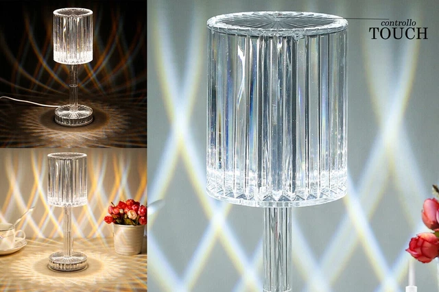 Lampada Da Tavolo Led Ricaricabile Per Bar Ristoranti Hotel Pub Trasparente Usb 8