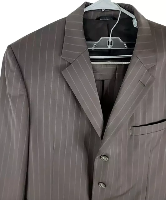 Fumagalli Mens Brown With Blue Pinstripe Suit, J: 48R, P: 42x31