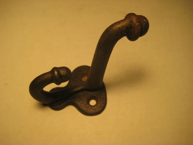 Antique Vintage Cast Iron Double Wall Coat Hook With Acorn Design
