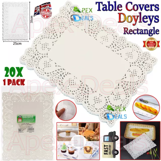 20x Napkin Lace Rectangle Paper Doilies Catering Cake Holder Doyleys Table Cover