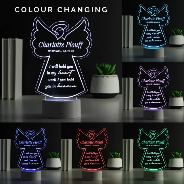 Luce LED Angelo Memoriale Verso Cambia Colore Personalizzata