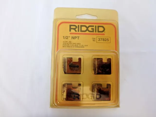 1/2" 12R NPT Ridgid 37825 Alloy Pipe Threading Dies Set 4, 14 TPI - RH - U.S.A.