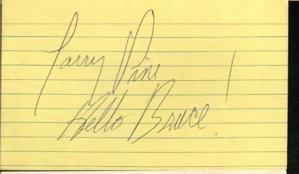 Larry Pine Autographed Index Card Popular Actor / The Grand Budapest Hotel