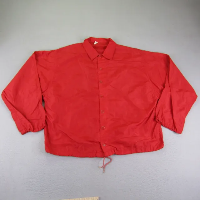 Vintage Russell Jacket Mens Large Red Southern Company Snap Up Windbreaker 60s ^