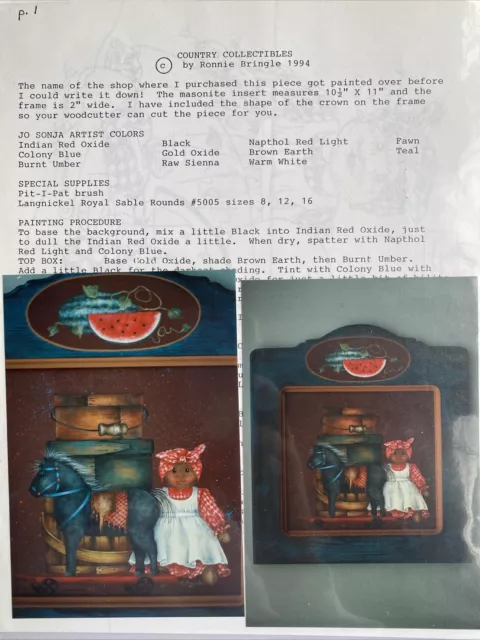 Patrón de pintura de tole de artes y oficios coleccionables de Ronnie Bringle 1994