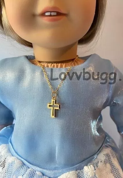 Open Gold Cross Necklace Jewelry for American Girl 18" Comm'n FREESHIP ADD-ONS!