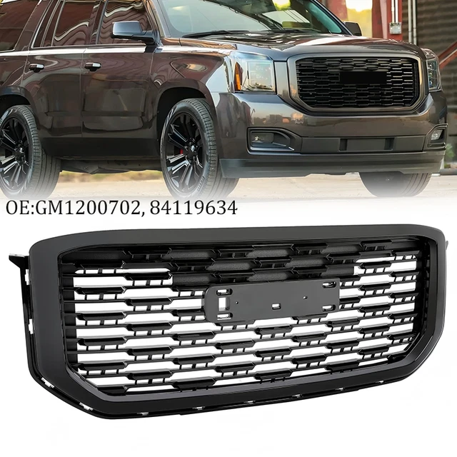 Glossy Black Mesh Front Upper Bumper Grille For GMC Yukon/XL/Denali 2007-2014