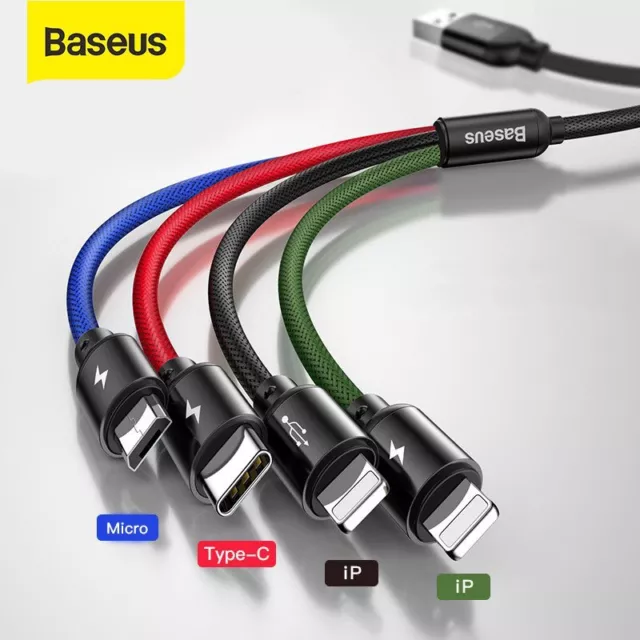 Baseus 4 in 1 Type-C Micro-USB Charger Cable Charging Adapter Lead for iPhone 14