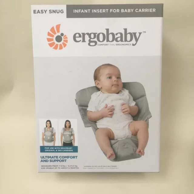 ERGO BABY INSERT SNUG BRAND NEW win box GREY 7 12 lbs BNIB Canvas